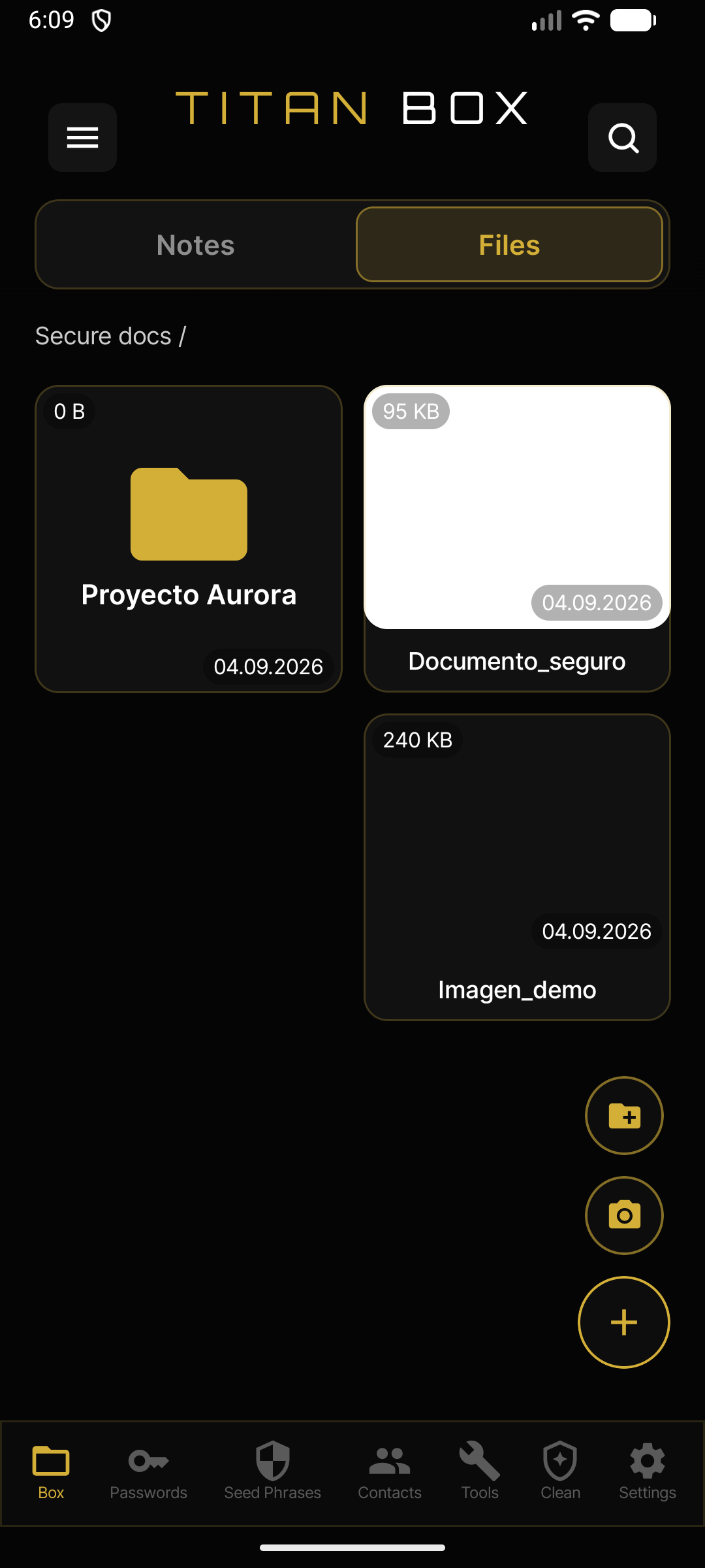 Files in Titan Box