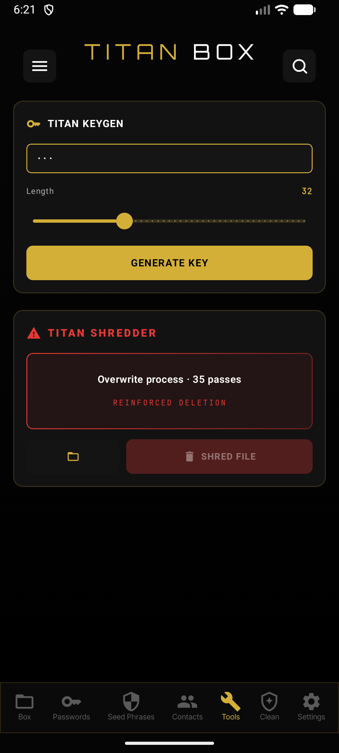 Tools in Titan Box