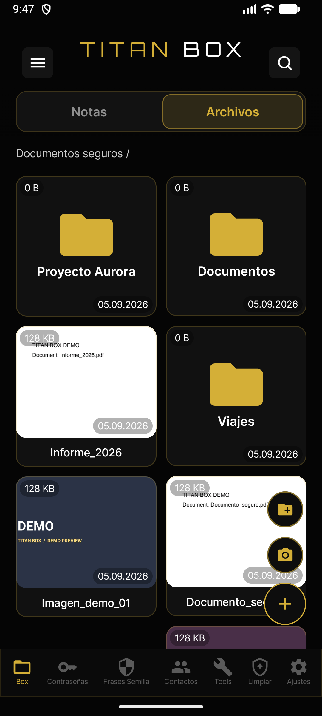 Archivos en Titan Box