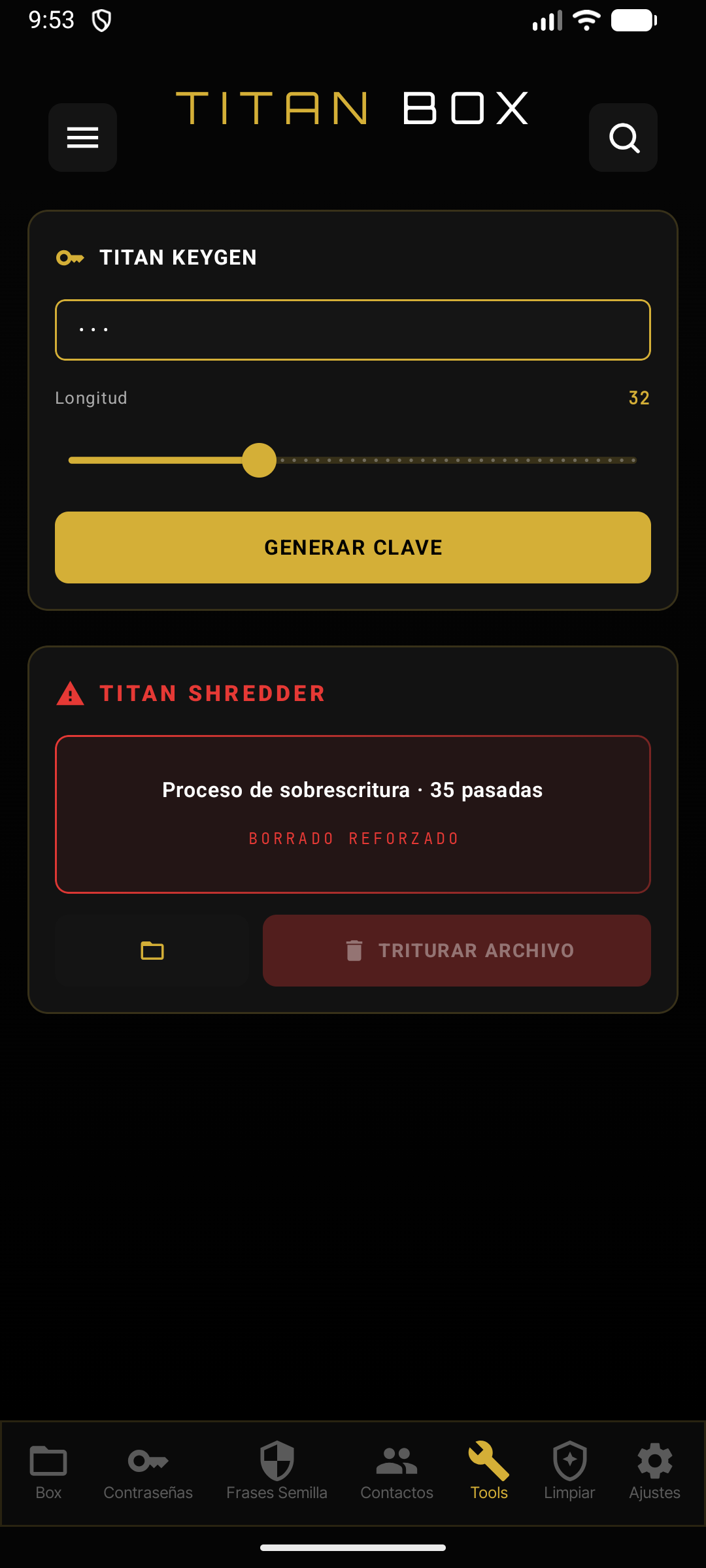 Herramientas en Titan Box